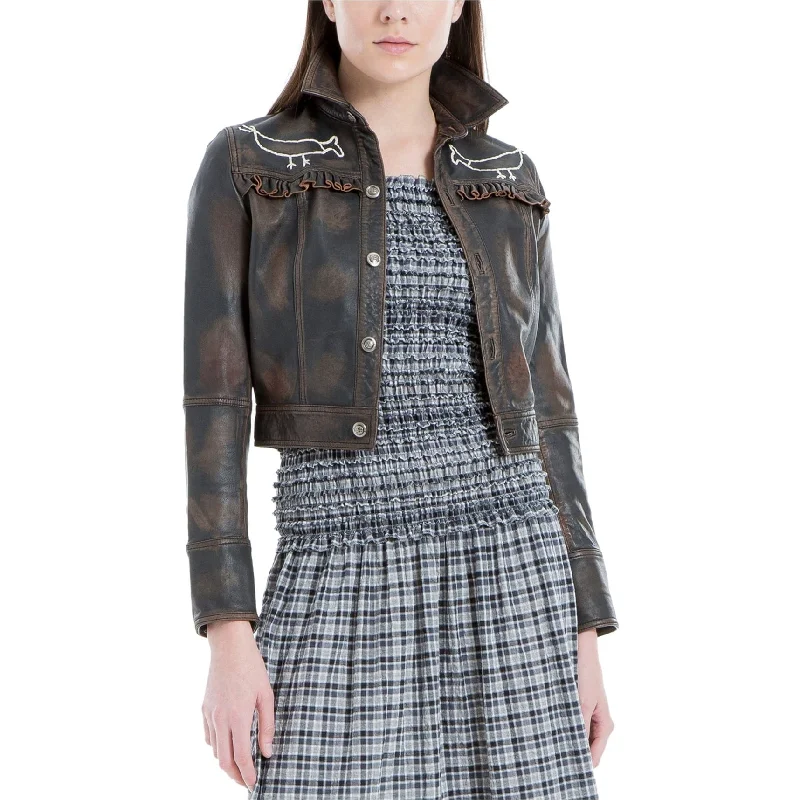 Max Studio London Womens Cropped Leather Jacket