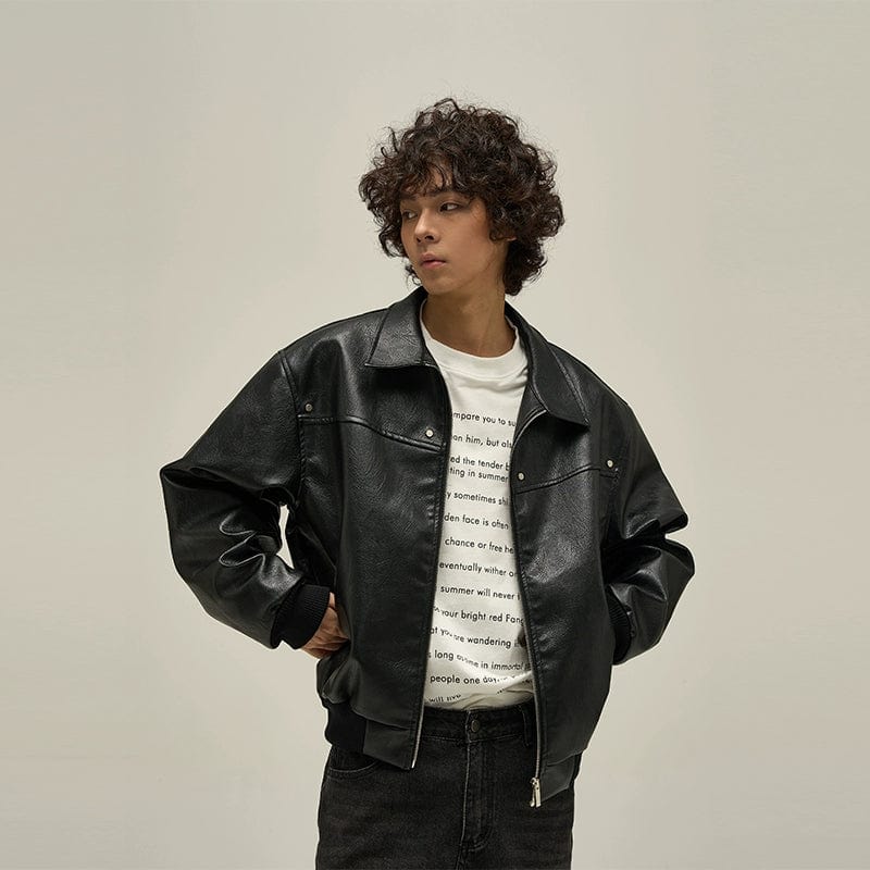 RT No. 10042 LEATHER ZIP-UP JK