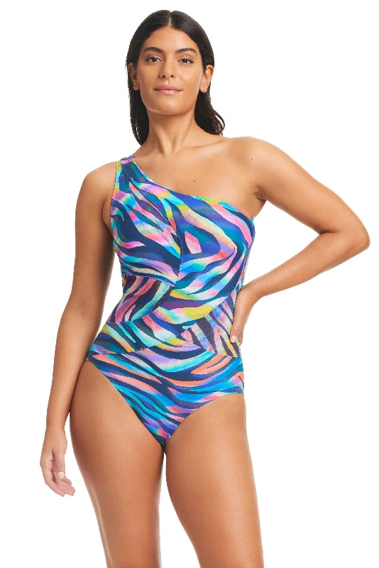 Dance The night Away One Shoulder Tummy Control One Piece Swimsuit