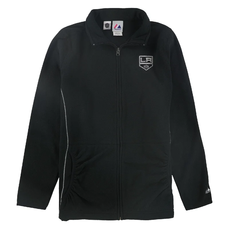 Majestic Womens LA Kings Minor Penalty Fleece Jacket, Black, Large