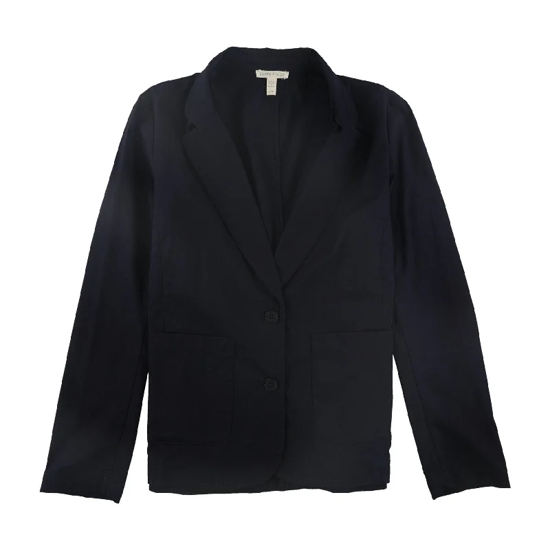 Eileen Fisher Womens Notched Collar Blazer Jacket, Blue, X-Small