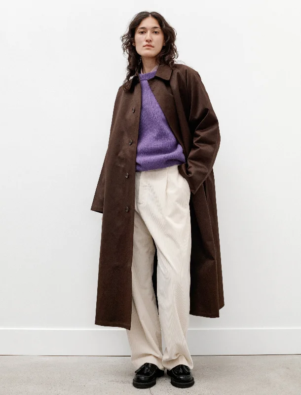 Oversized Long Trench Cotton Satin Brown