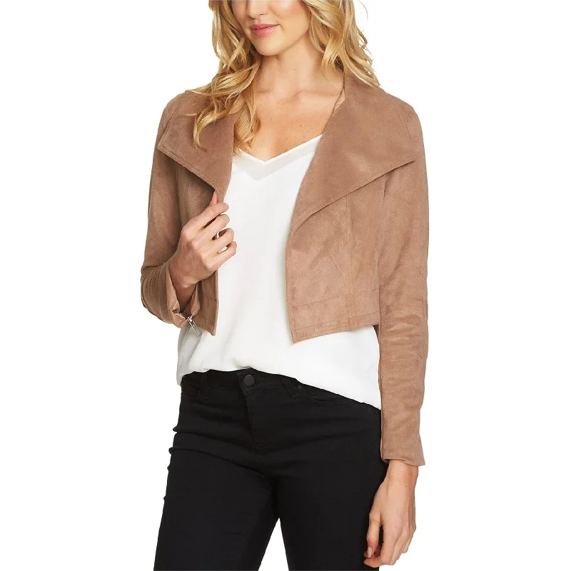 1.STATE Womens Faux Suede Cropped Jacket, Beige, X-Large