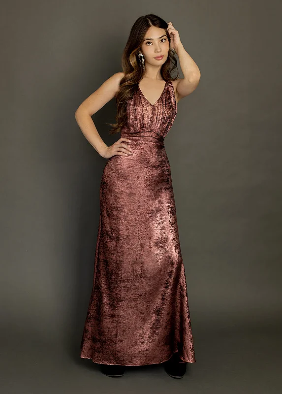 Monroe Dress in Metallic Raisin