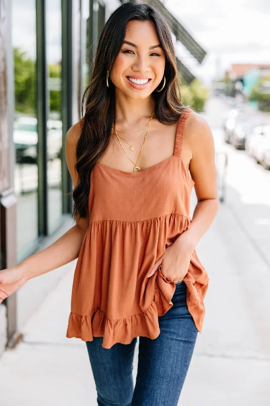 Part Of You Sienna Orange Ruffled Tank