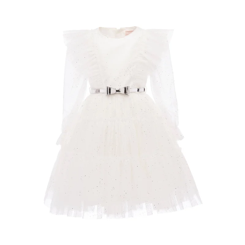 White Komina Glitter Tulle Dress