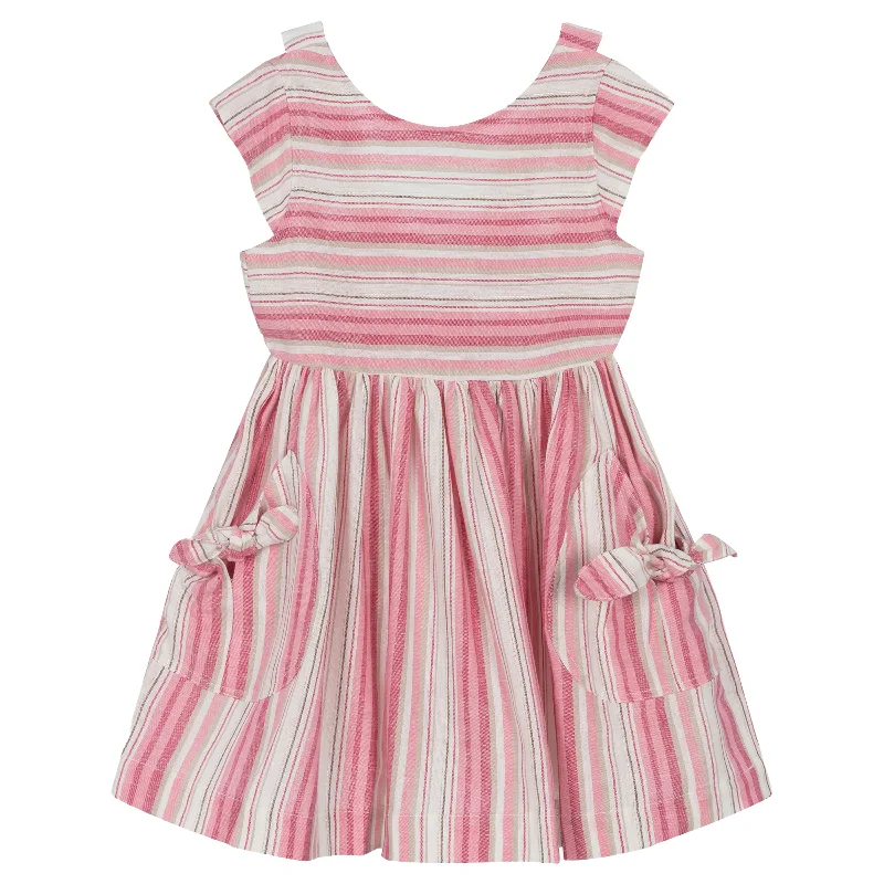 Pink Hibiscus Striped Dress