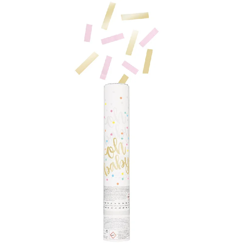 OH BABY GENDER REVEAL CONFETTI CANNON PINK & GOLD (GIRL)