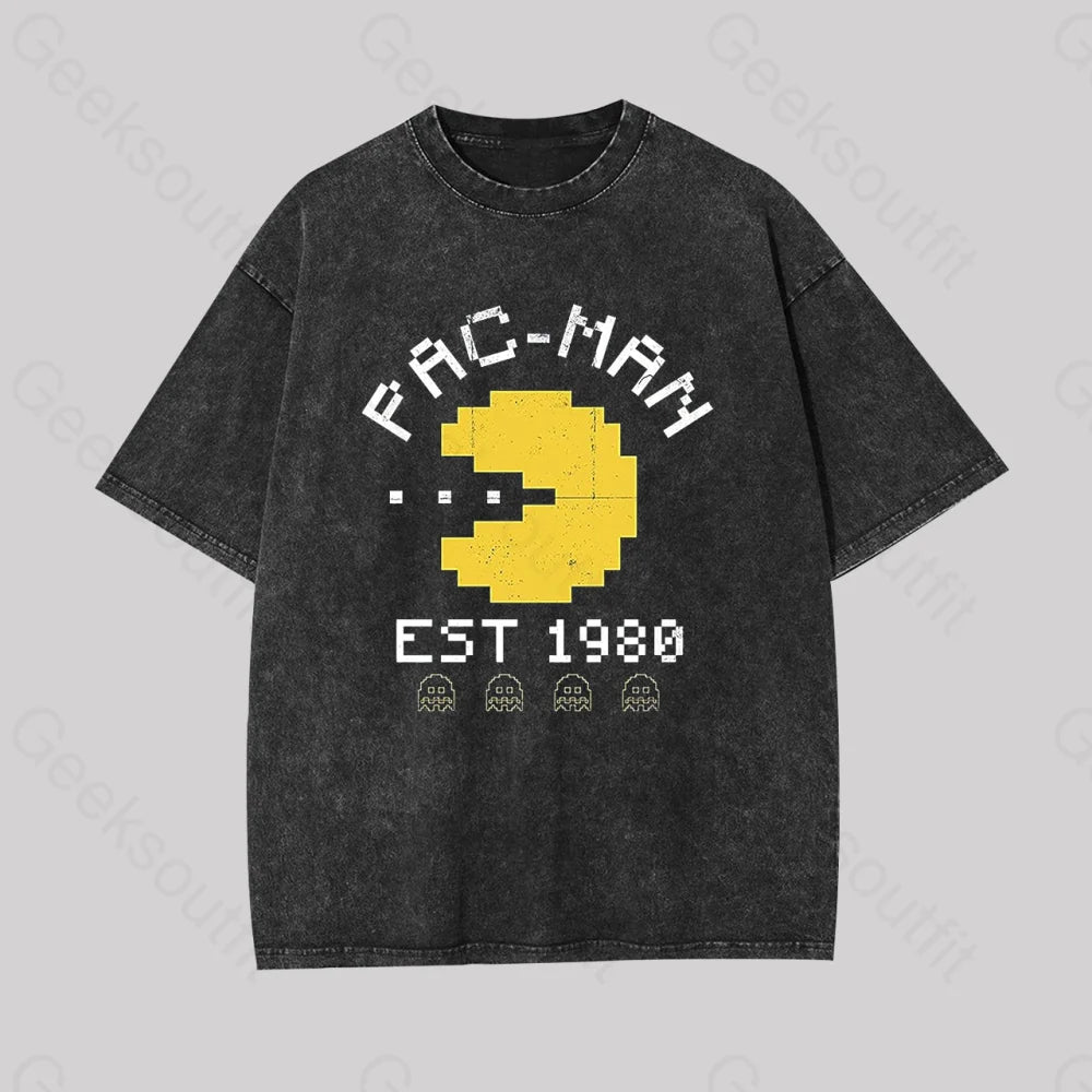 Pac Man EST 1980 Geek Washed T-shirt