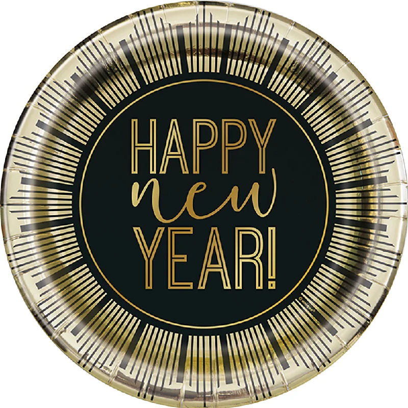 9 inch ROARING NEW YEARS FOIL PLATES (8 PK)