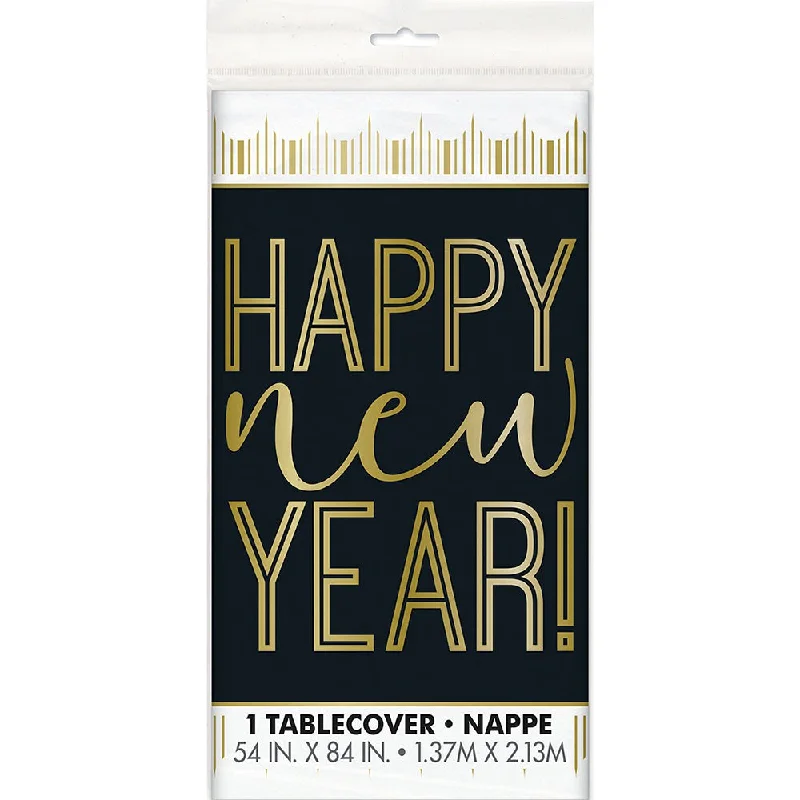 ROARING NEW YEARS PLASIC TABLECOVER 54 inch X 84 inch