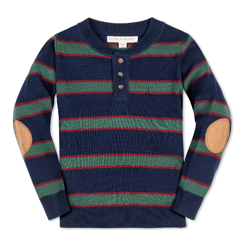 Organic Sweater Henley with Elbow Patches - Baby