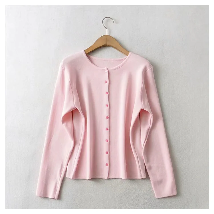 New simple slim button knit cardigan  7285