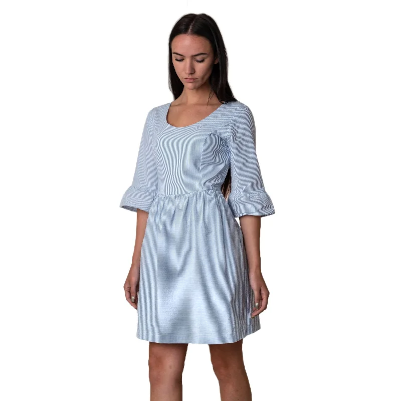 Ruffle Cuff Seersucker Dress