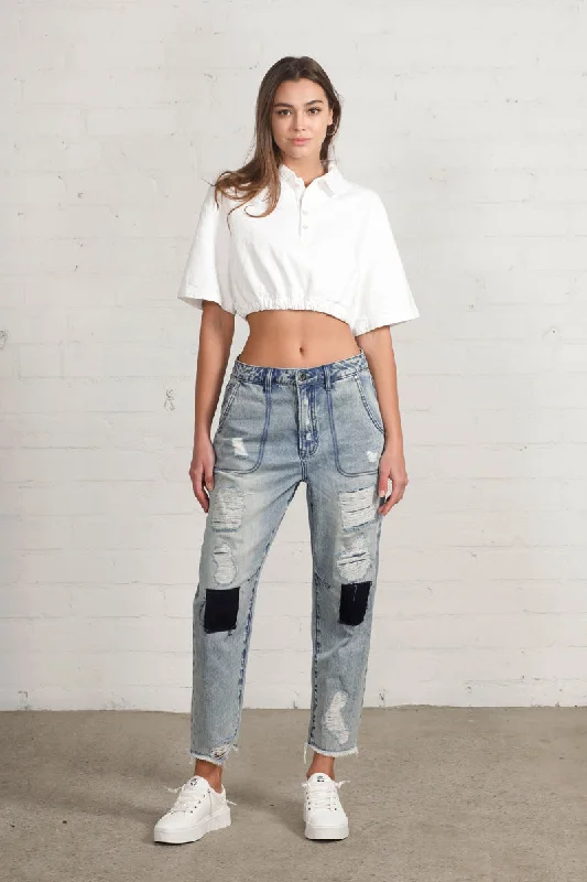 Slouch Vintage Patched Work Jeans