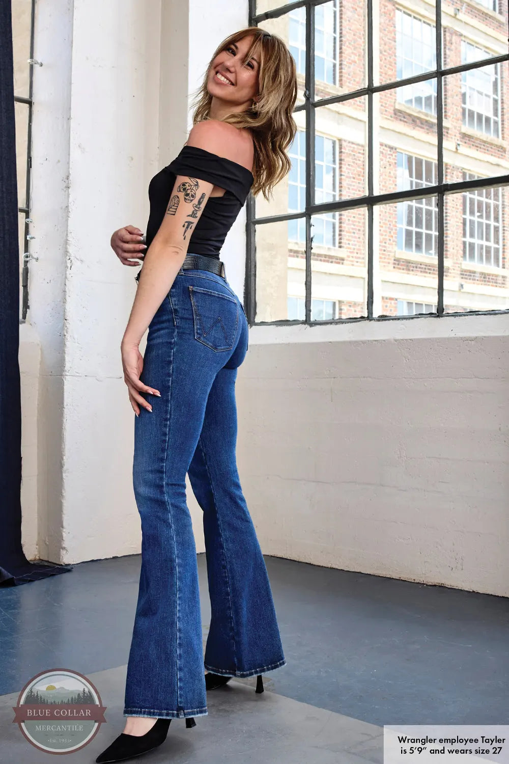 Bespoke High Rise Flare Jean 112359281